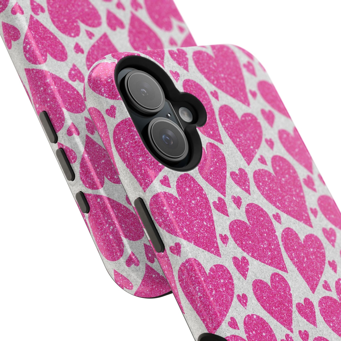 Pink Glitter Hearts Pattern MagSafe Case