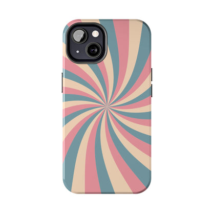 Vintage Pastel Swirl iPhone Case – Dual-Layer Protection with 70s-Inspired Design