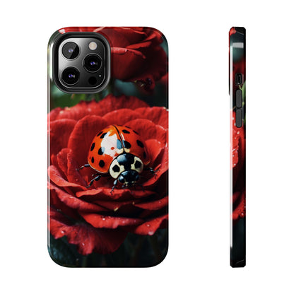 Elegant Rose & Ladybug Charm - iPhone Series Case