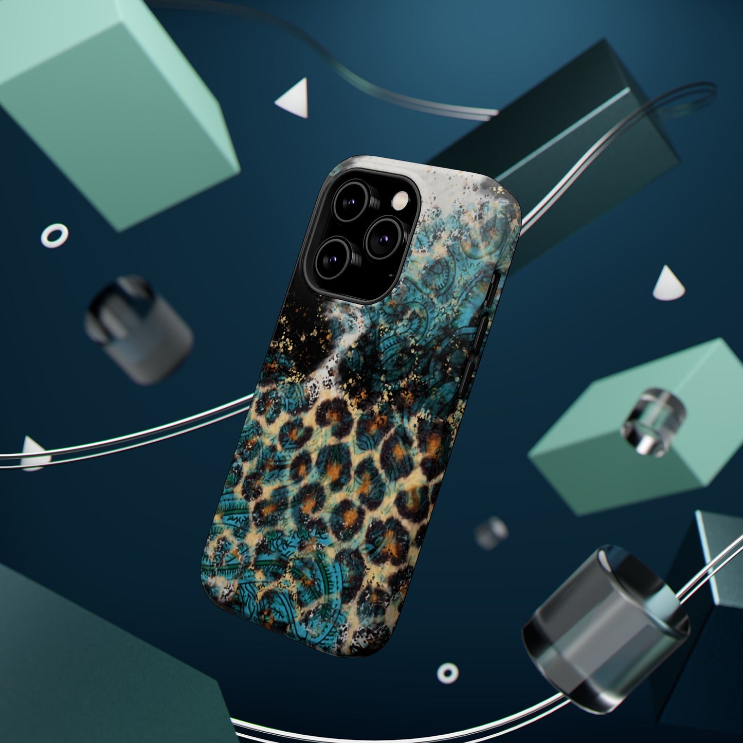 Turquoise Paisley Cowhide Leopard - MagSafe iPhone Series Case