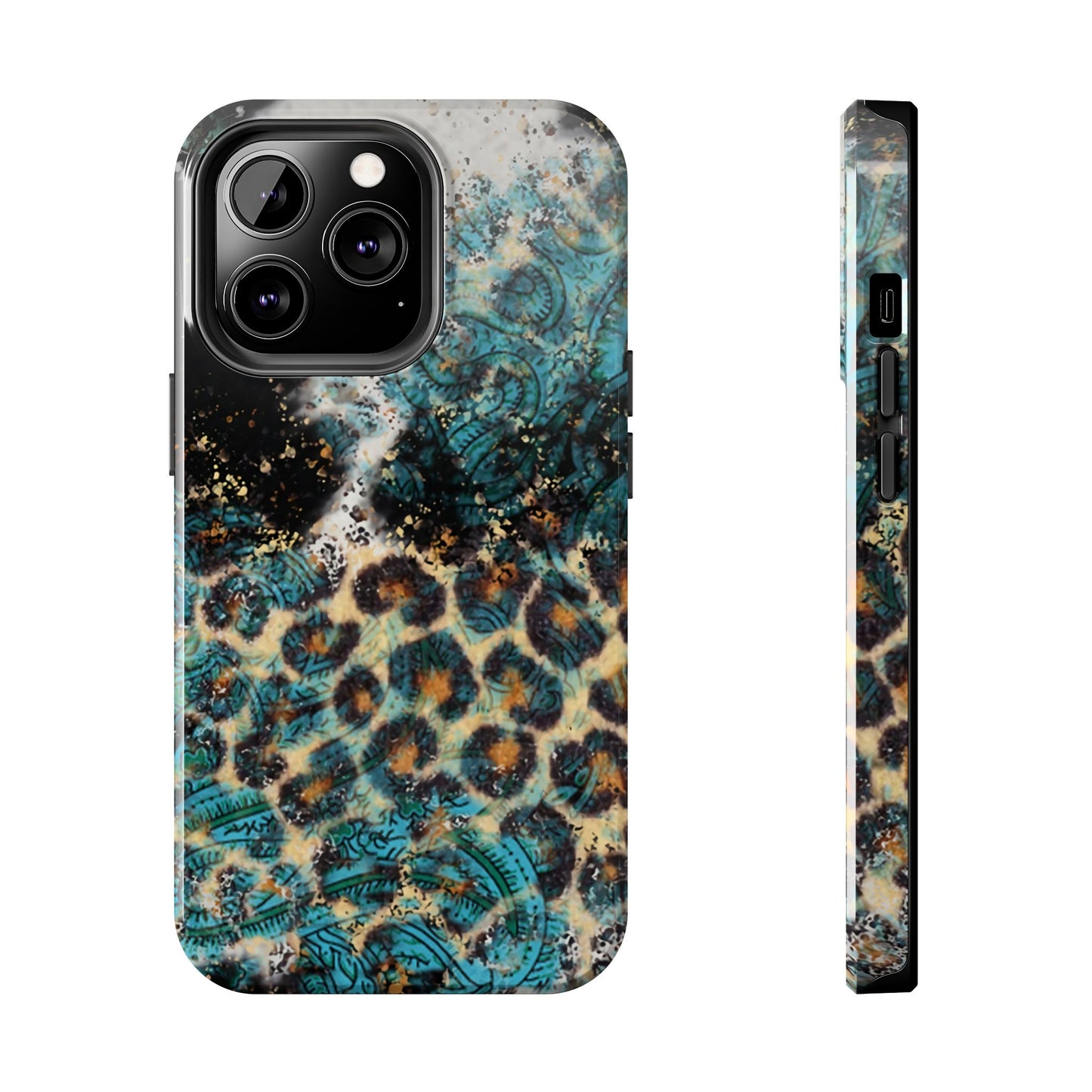 Turquoise Paisley Cowhide Leopard - iPhone Series Case