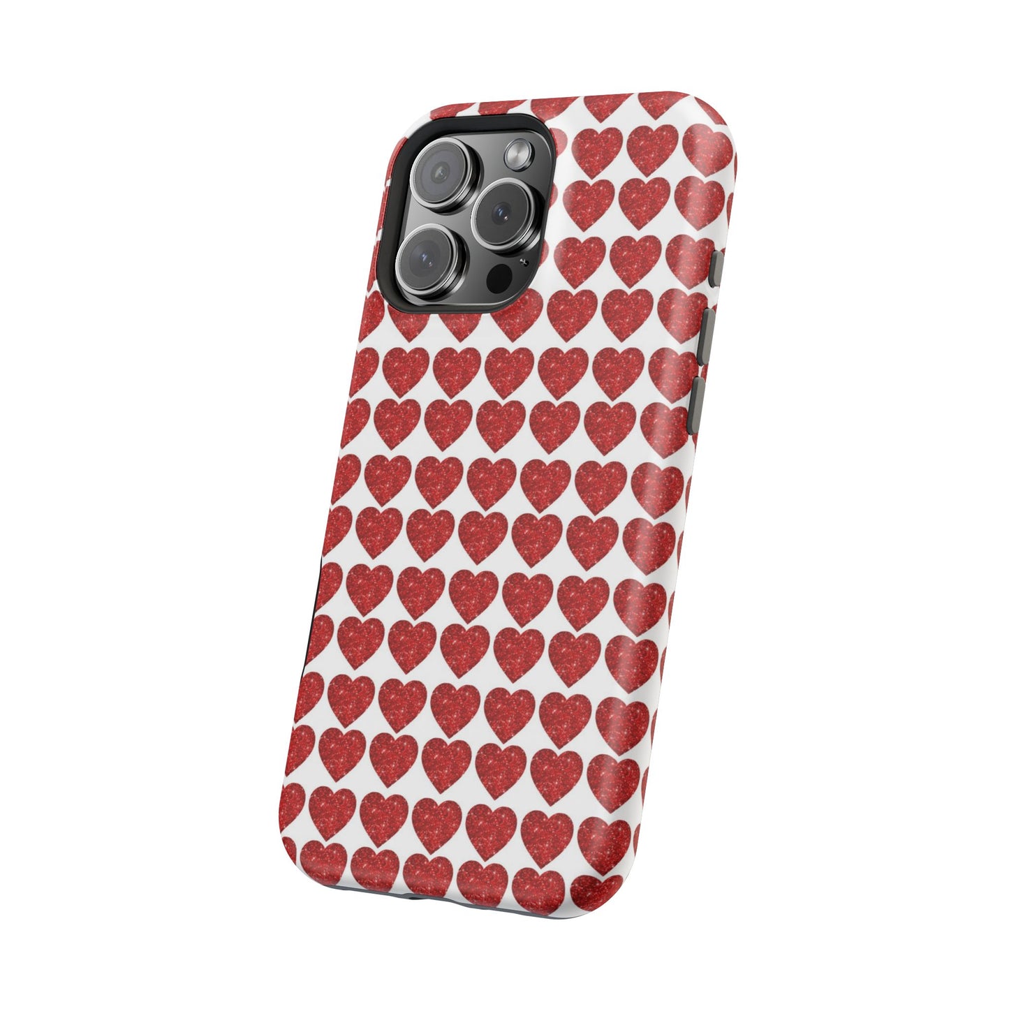 Red Glitter Hearts Charm MagSafe Case