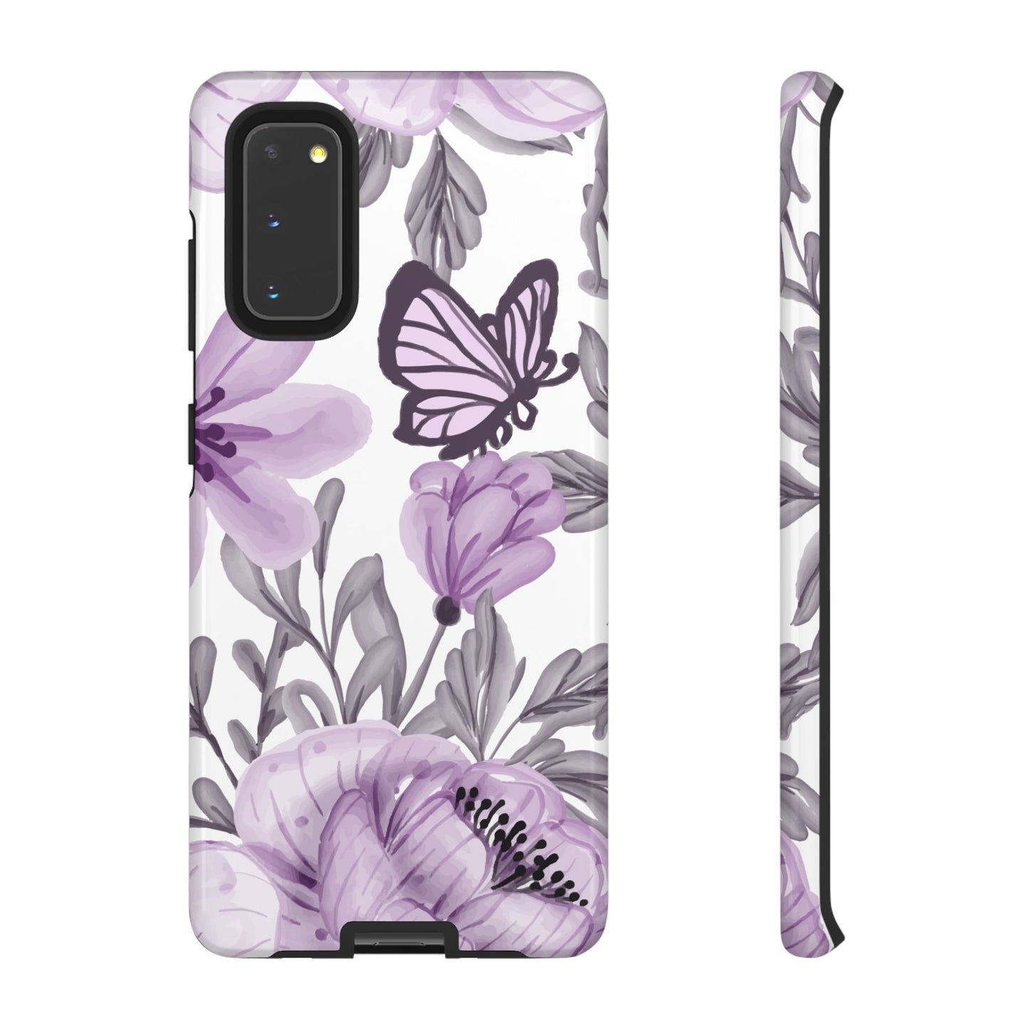 Lavender Bloom Butterfly Samsung Galaxy Case – Delicate Floral Design with Watercolor Details