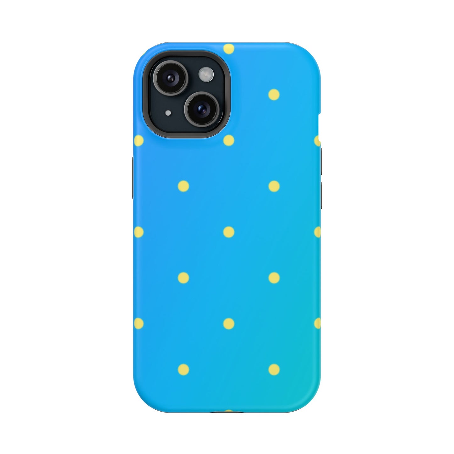 Blue Ocean Gradient Polka Dots MagSafe iPhone Case – Shockproof, Smooth Matte Finish, Dual-Layer Design