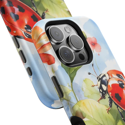 Watercolor Ladybug & Poppy Fields - MagSafe iPhone Case