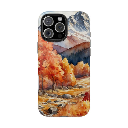 Watercolor Autumn Forest and Mountains - iPhone Case