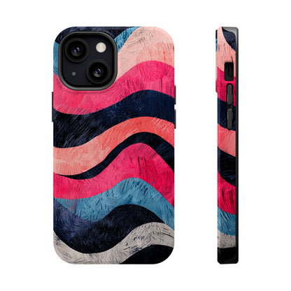 Abstract Wave Pattern MagSafe iPhone Case – Shockproof, Matte Finish, Dual-Layer Protection