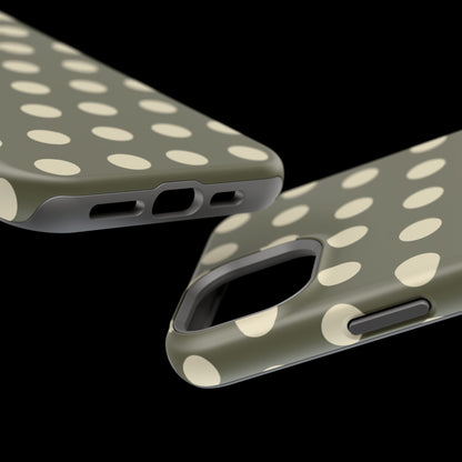 Vintage Green & Cream Polka Dots – MagSafe iPhone Case