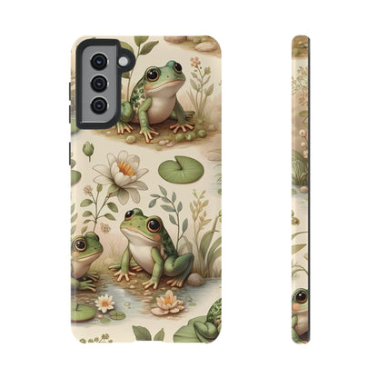 Cute Frogs Phone Case - Pond Pals Frolic - Charming Frog Lily Pad Phone Case for iPhone, Google & Samsung! Great Gift For Any Frog Lover!