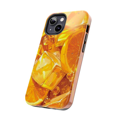 Citrus Splash iPhone Case – Bright Orange Slices & Ice, Dual-Layer Protection