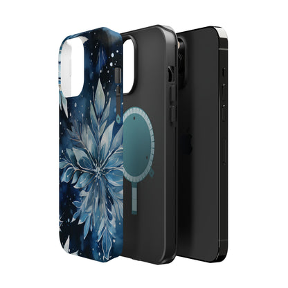 Winter’s Embrace – Blue Snowflake MagSafe iPhone Case