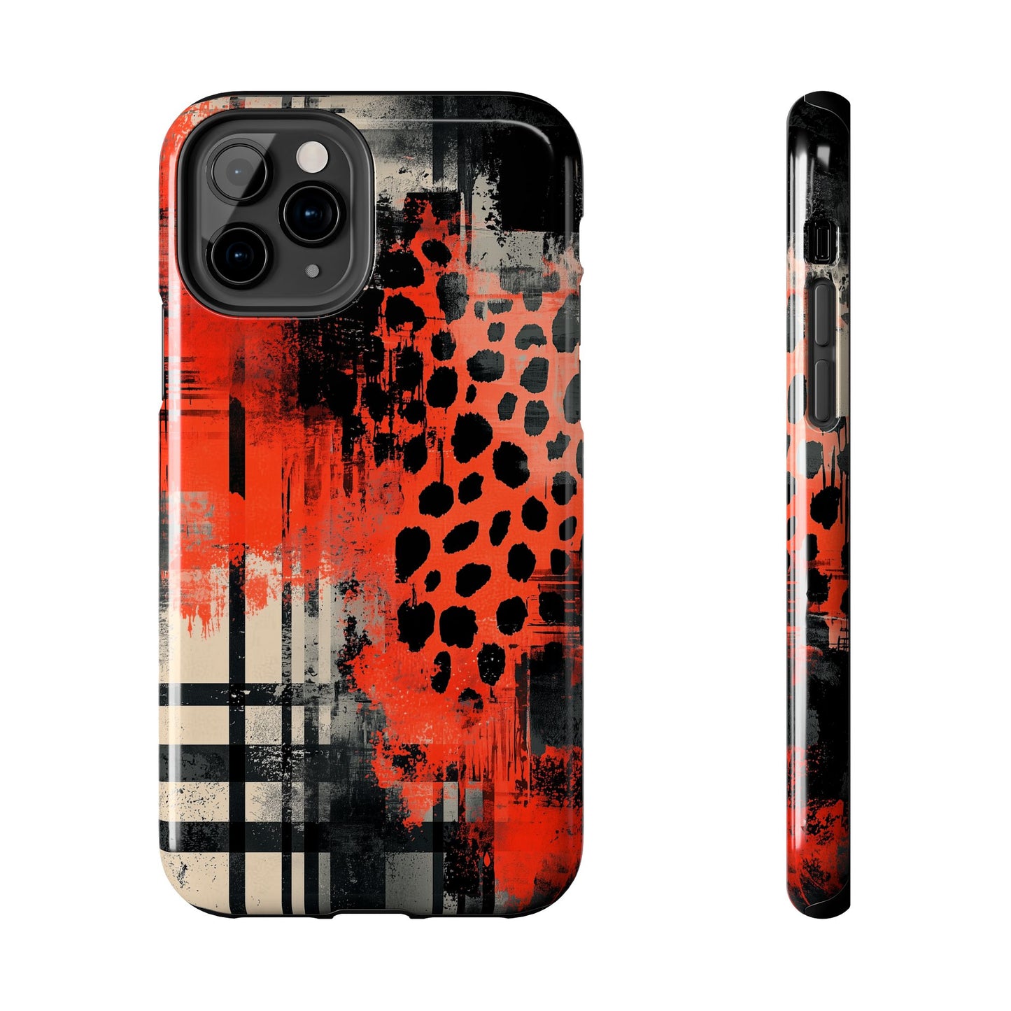 Cheetah Plaid iPhone Case – Red & Black Pattern