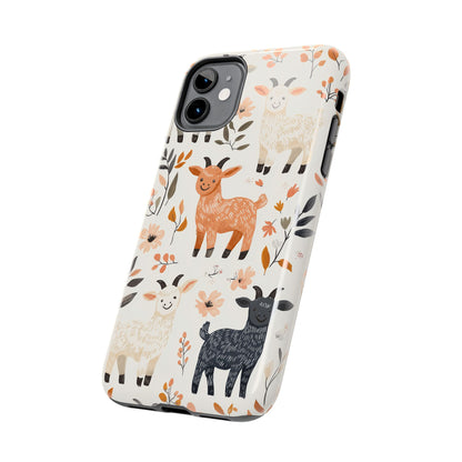 iPhone Case: Smiley Goats & Dried Flowers – Vintage Charm