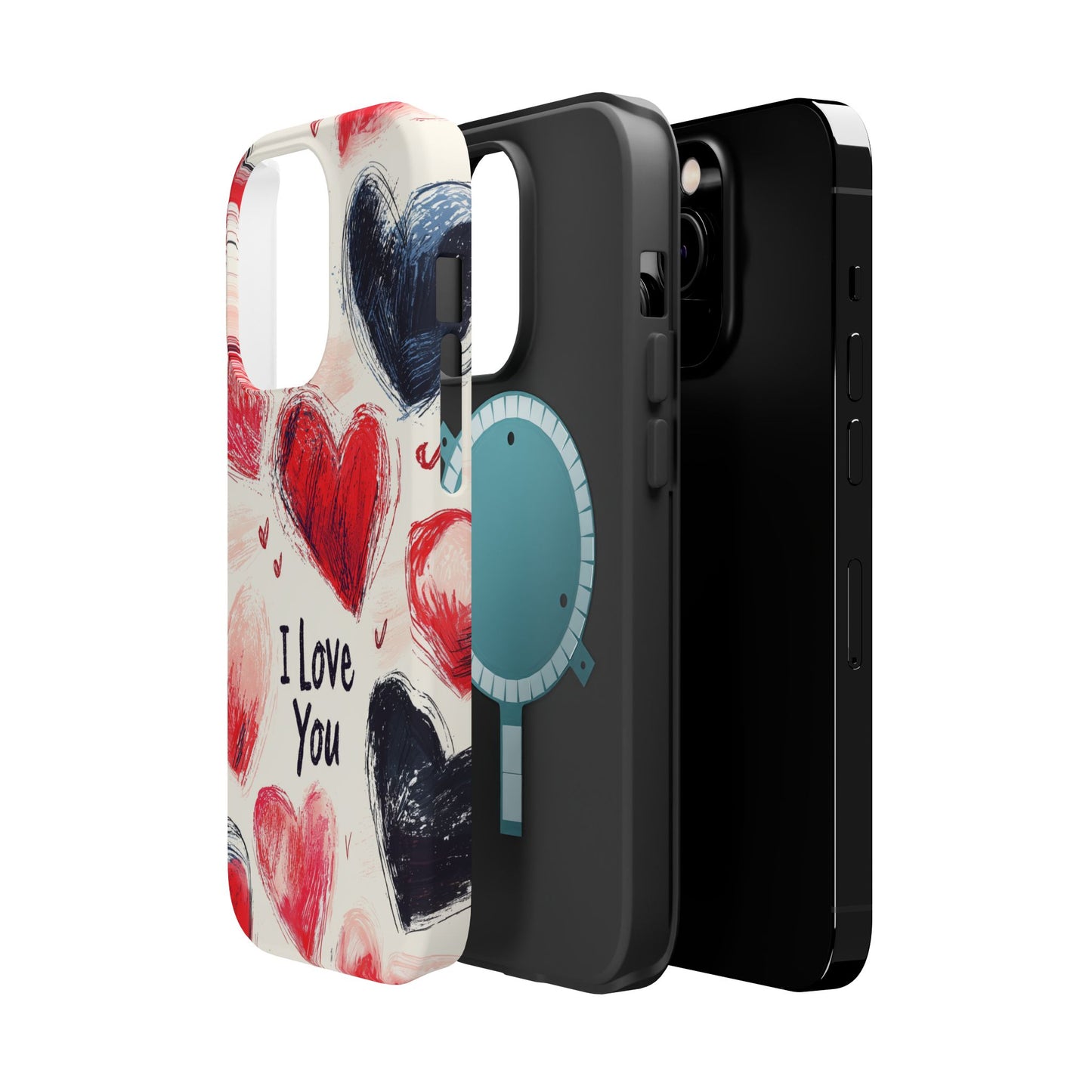 Brushstroke Hearts of Love "I Love You" - MagSafe Compatible Case