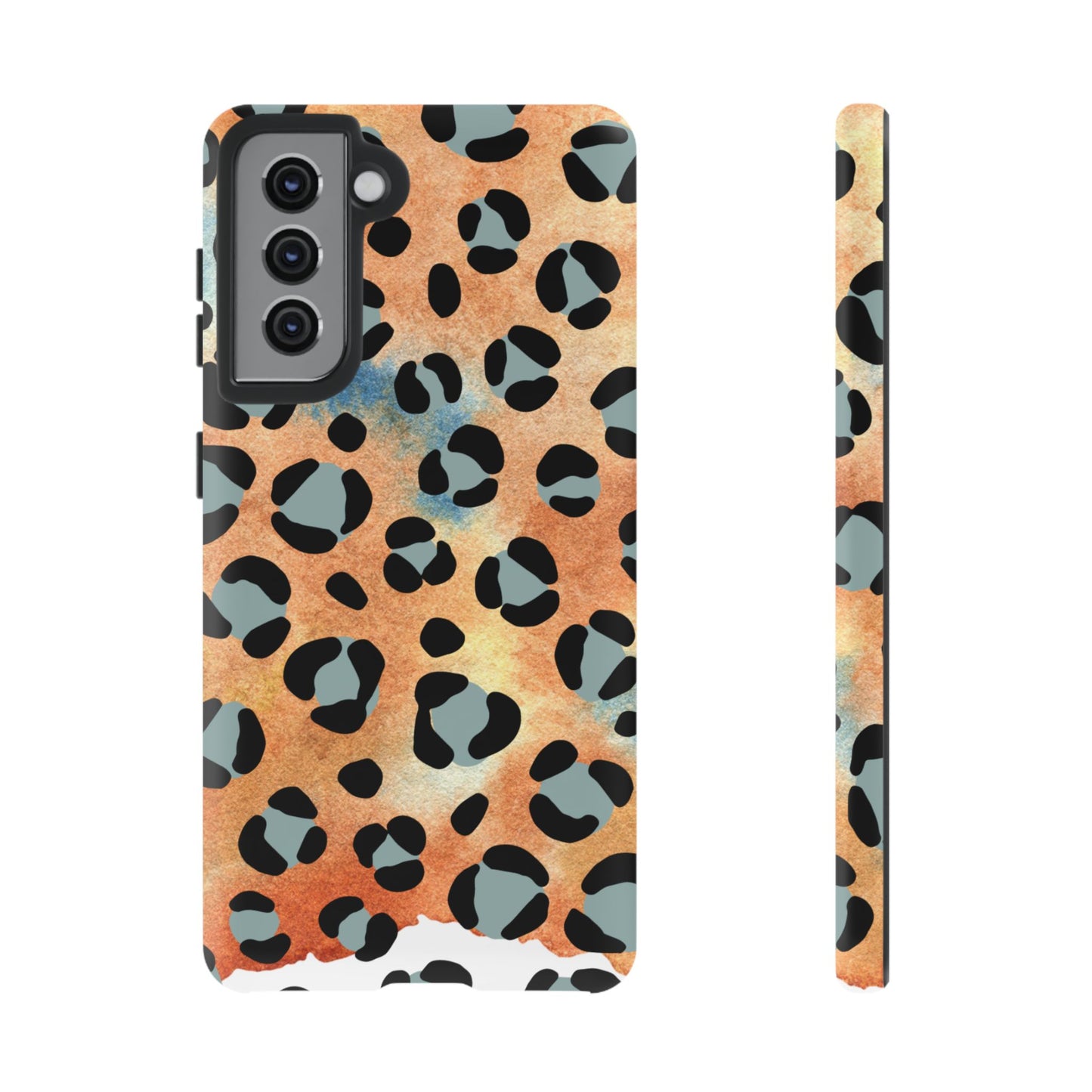 Sunset Watercolor Leopard Print Tough Samsung Galaxy Case – Artistic Animal Pattern with Dual-Layer Protection