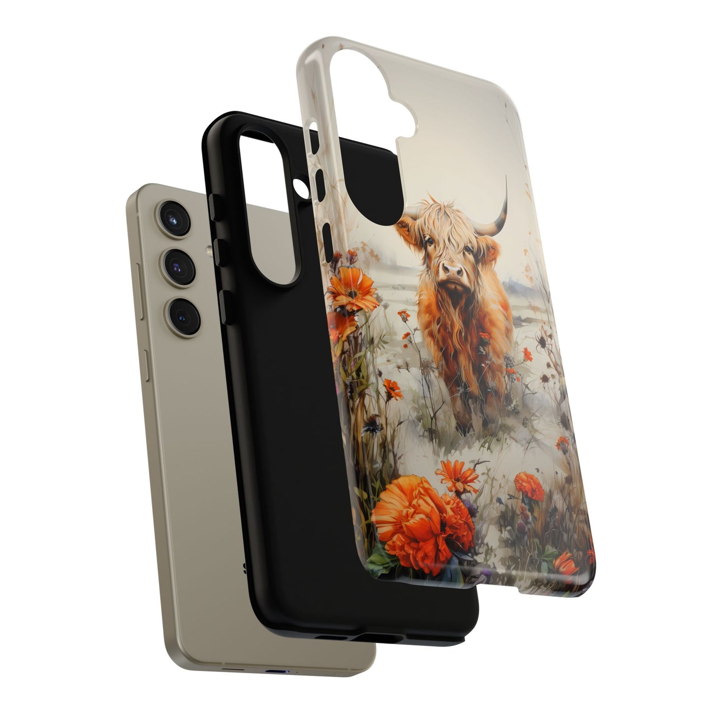 Cutest Highland Cow & Flowers Phone Case! - BOGO Cases