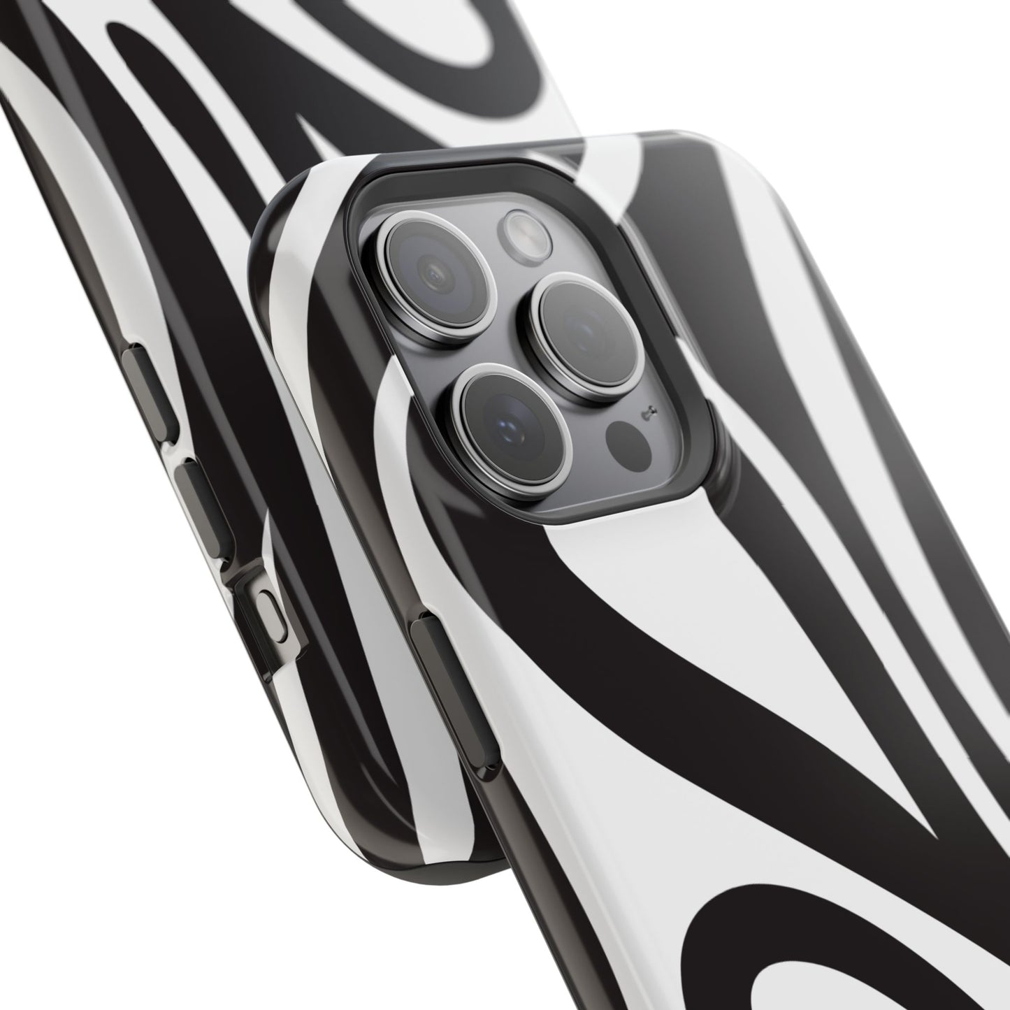 Modern Black and White Abstract Tough MagSafe iPhone Case – Bold Graphic Pattern with Dual-Layer Protection