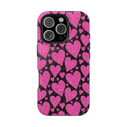 Glitter Hearts MagSafe iPhone Case