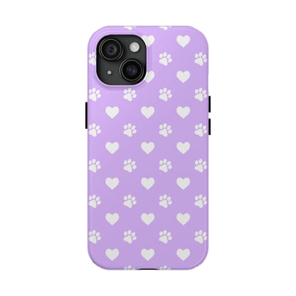 Lilac Paw Prints & Hearts – iPhone Case