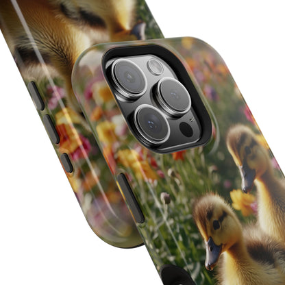 Charming Ducklings in Floral Garden - MagSafe iPhone Case