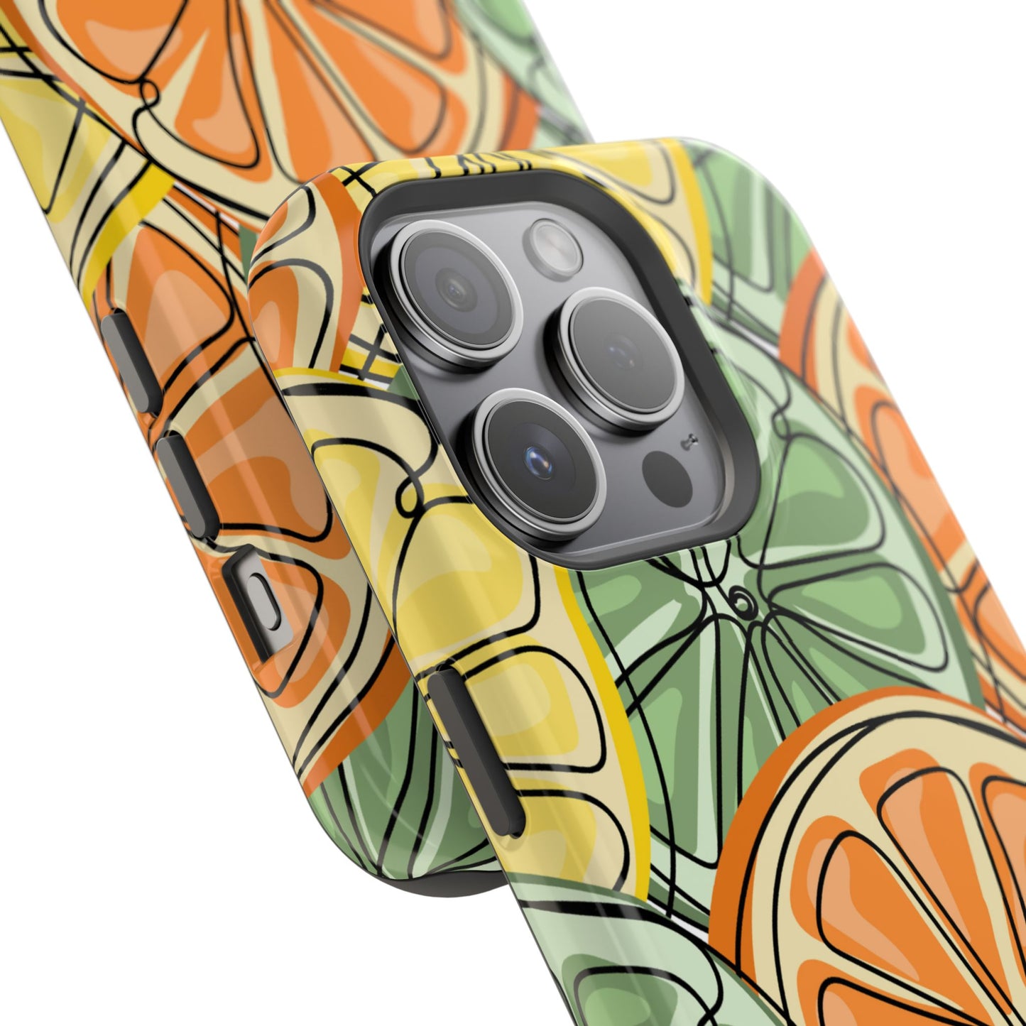 Citrus Zest Tough MagSafe iPhone Case – Bold Lime, Lemon, and Orange Design, Shockproof Protection