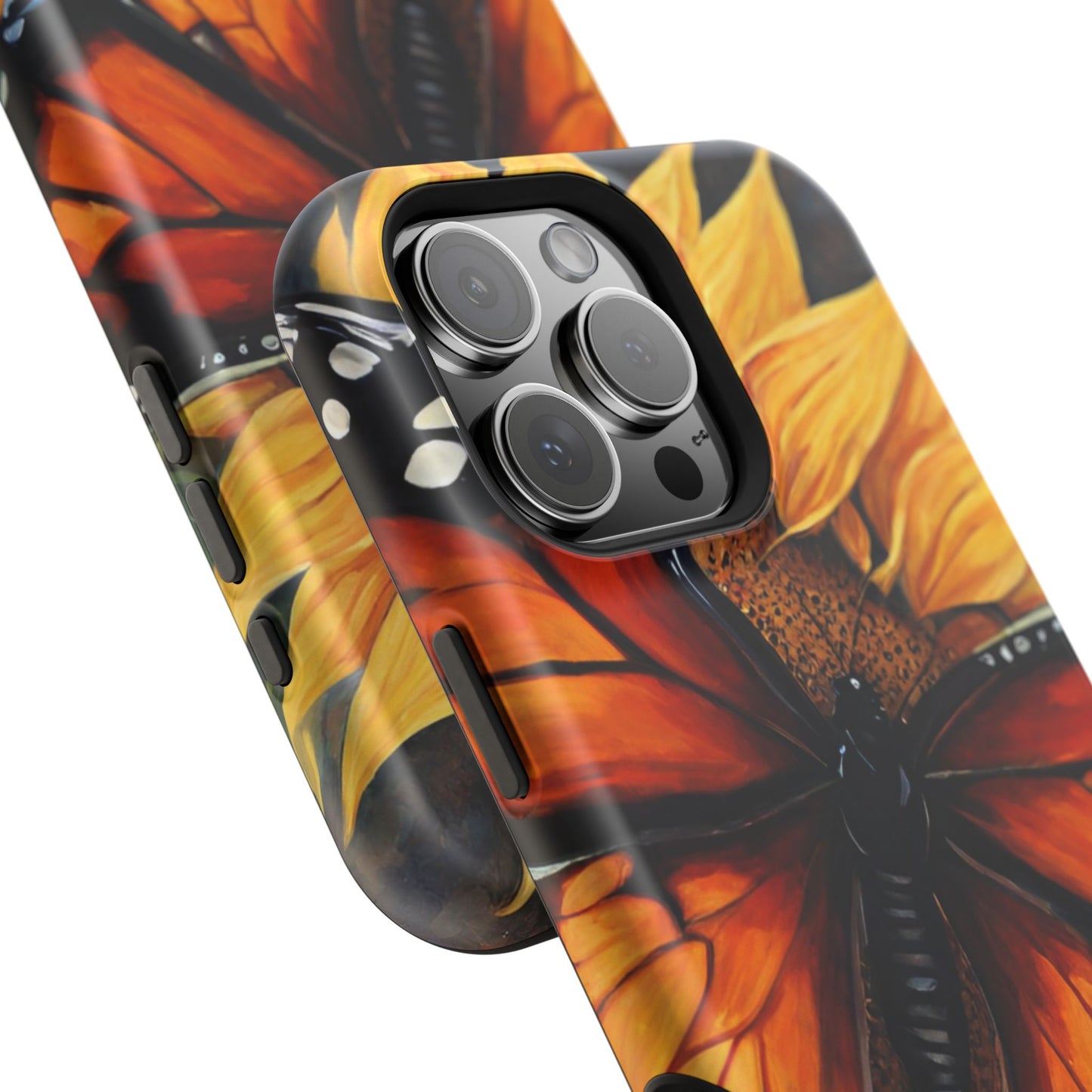 Monarch Butterfly & Sunflower Art – MagSafe iPhone Case