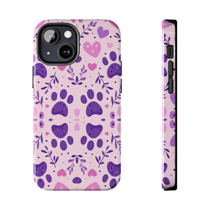 Pastel Paw Print iPhone Case - Cute Pet-Themed Floral Protective Cover