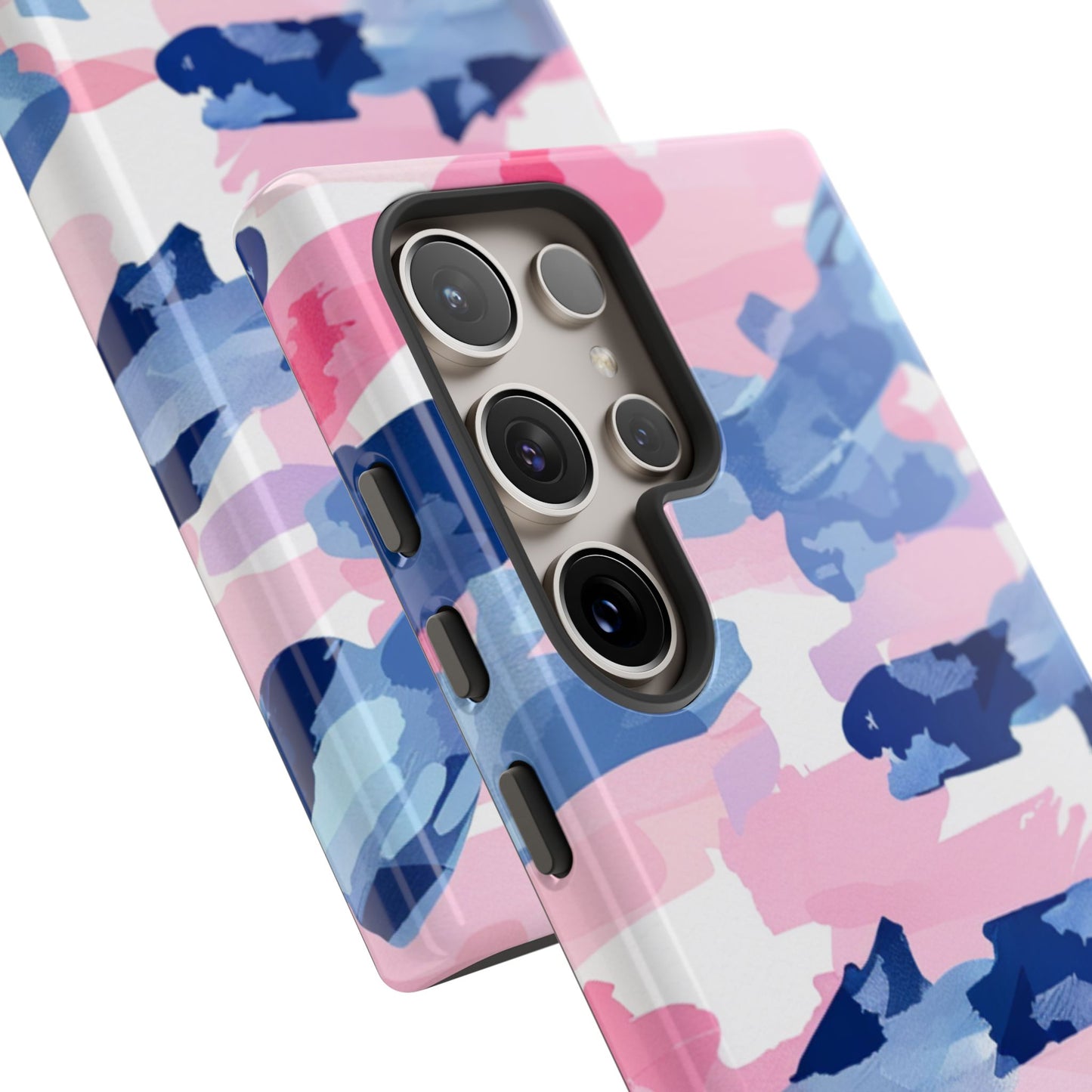 Samsung Galaxy Case: Dynamic Pink & Navy Brushstroke Art