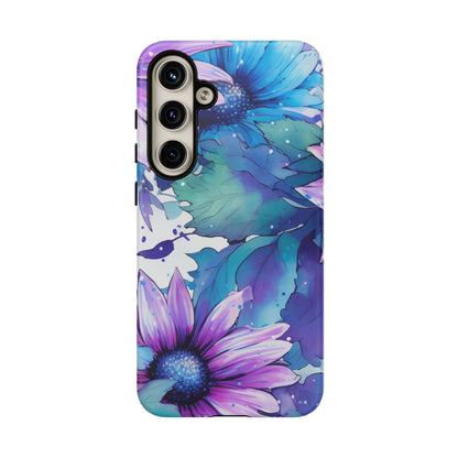 Purple & Teal Watercolor Floral Samsung Galaxy Case - Artistic Flower Design