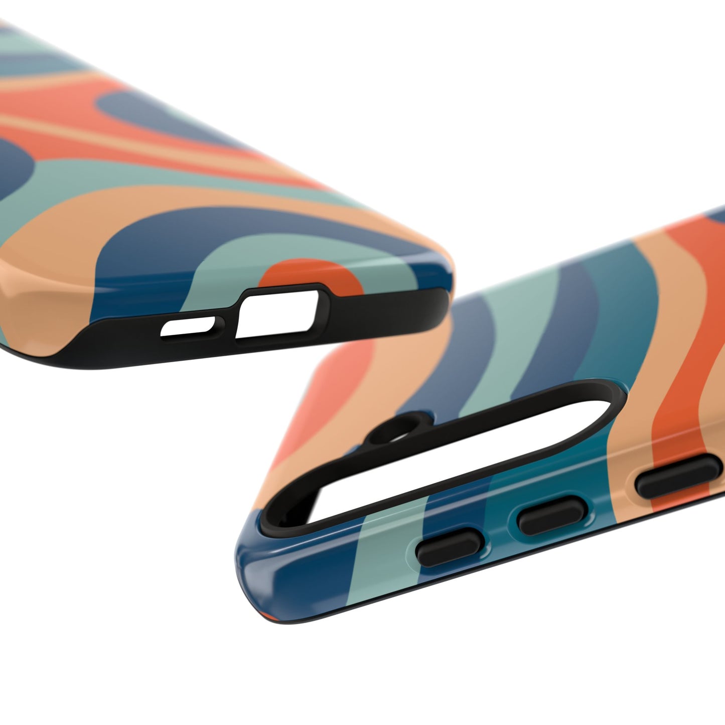 Retro Vibe Wavy Stripes Samsung Galaxy Case – 70s-Inspired in Teal, Orange, and Rust