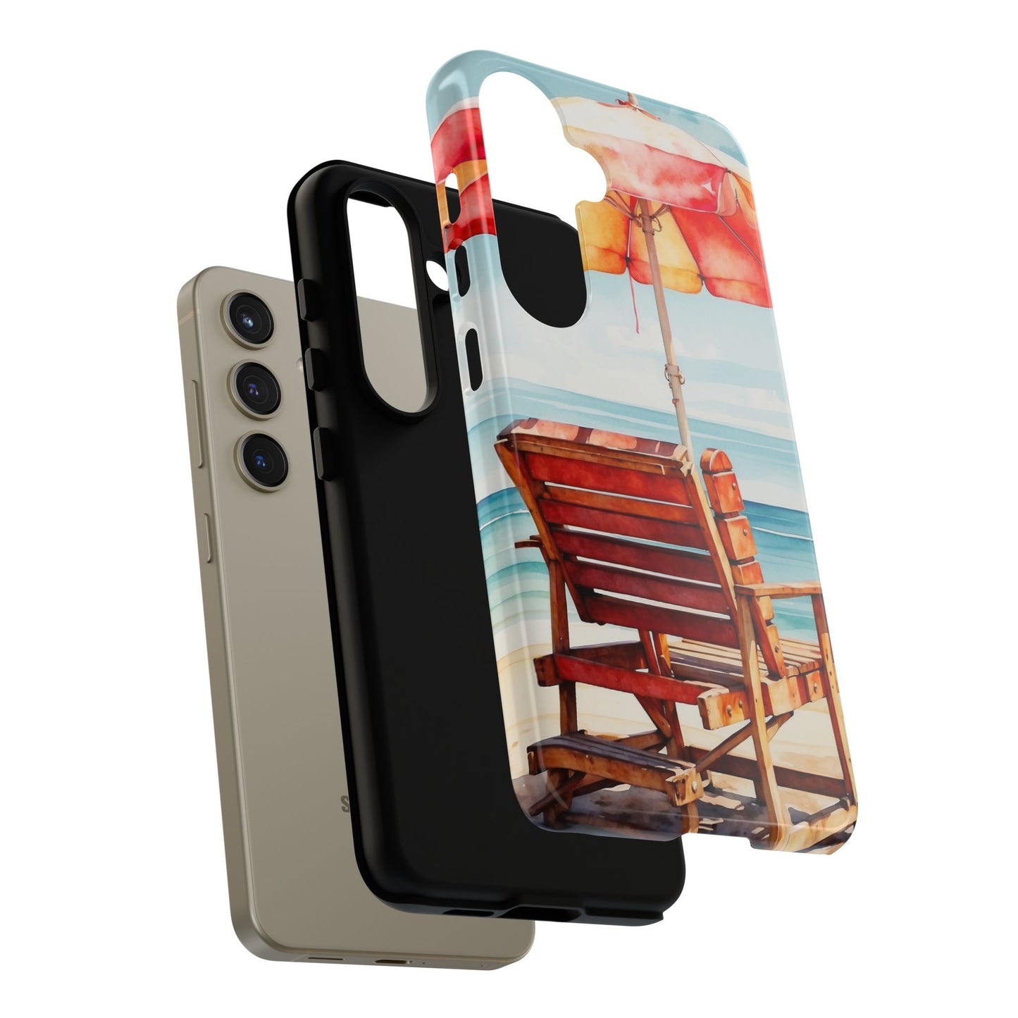 Beachfront Sunset Lounge Samsung Galaxy Case – Vibrant Watercolor Design