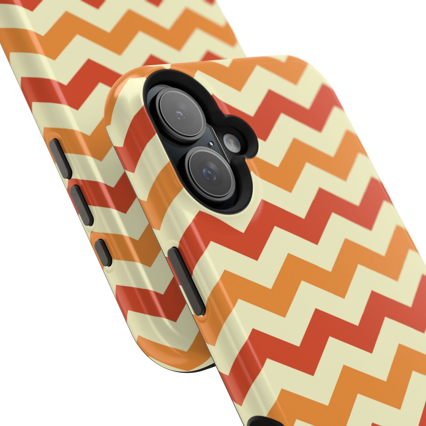 Warm Sunset Chevron – Orange, Red & Cream Geometric MagSafe iPhone Case