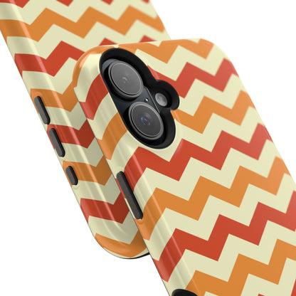 Warm Sunset Chevron – Orange, Red & Cream Geometric MagSafe iPhone Case