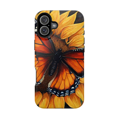 Monarch Butterfly & Sunflower Art – MagSafe iPhone Case