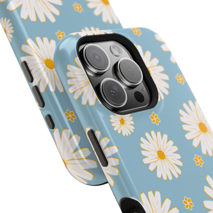 Bright Daisy MagSafe iPhone Case – Light Blue Background, Shockproof and Slim Design