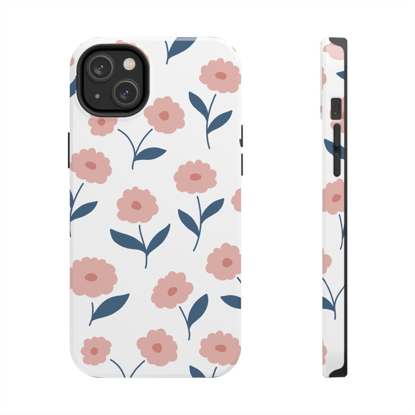 Playful Pink Floral Tough iPhone Case – Soft Pastel Design, Slim & Shockproof