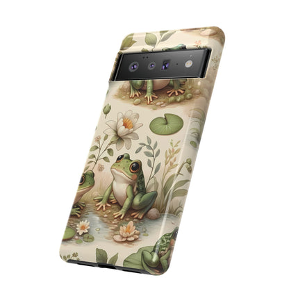 Cute Frogs Phone Case - Pond Pals Frolic - Charming Frog Lily Pad Phone Case for iPhone, Google & Samsung! Great Gift For Any Frog Lover!