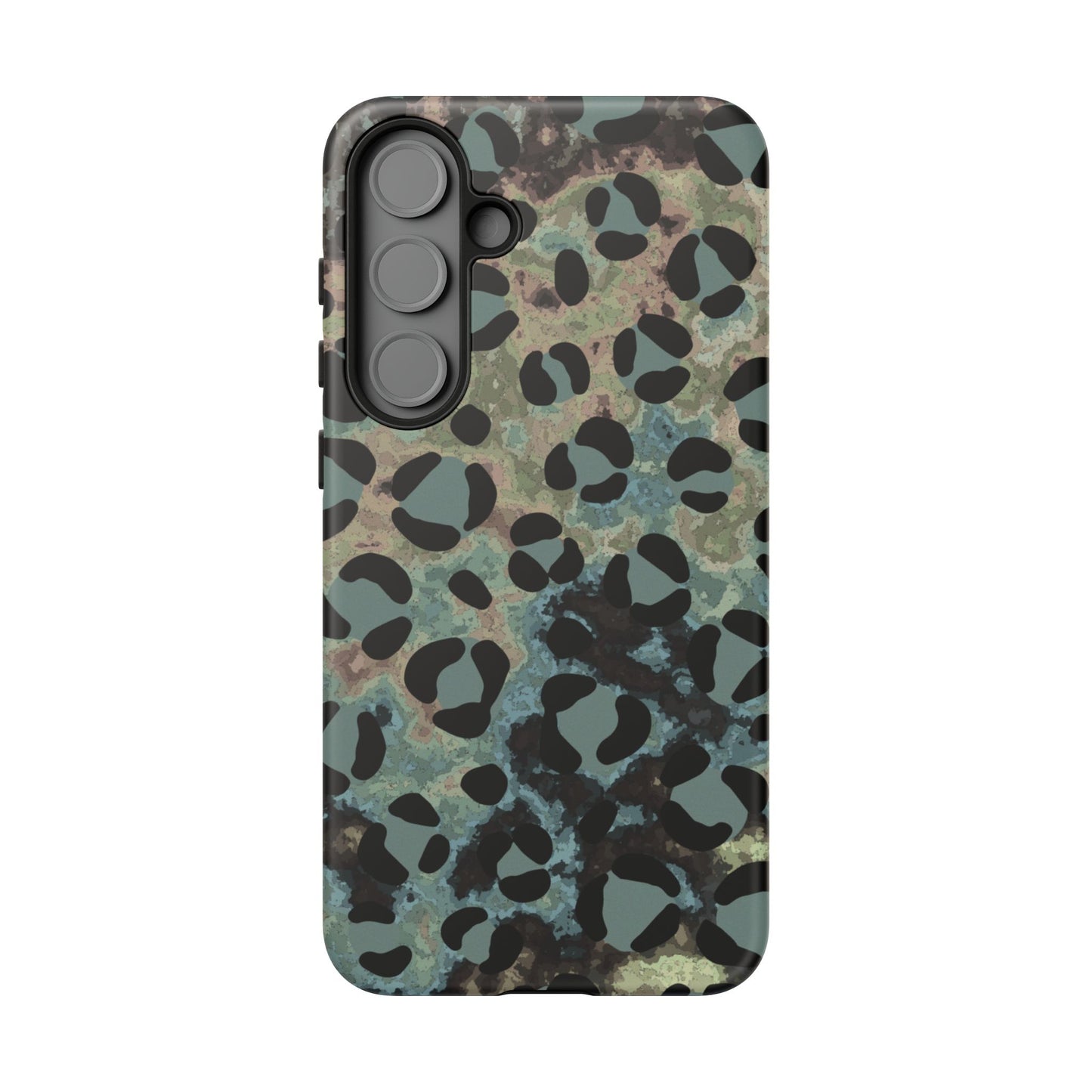 Moody Watercolor Leopard Print Tough Samsung Galaxy Case – Earthy Abstract Pattern with Dual-Layer Protection