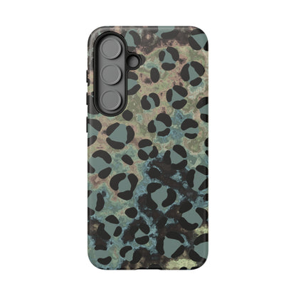 Moody Watercolor Leopard Print Tough Samsung Galaxy Case – Earthy Abstract Pattern with Dual-Layer Protection