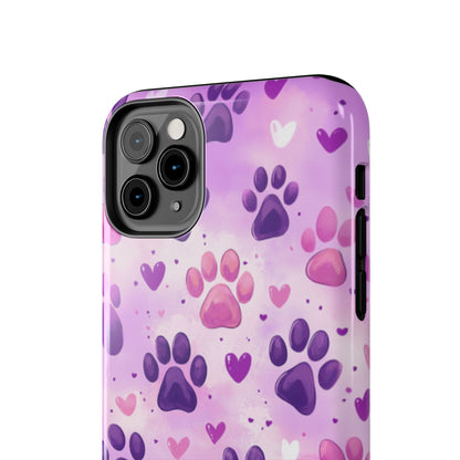 Purple Paw Print iPhone Case - Cute Pet-Themed Protective Cover