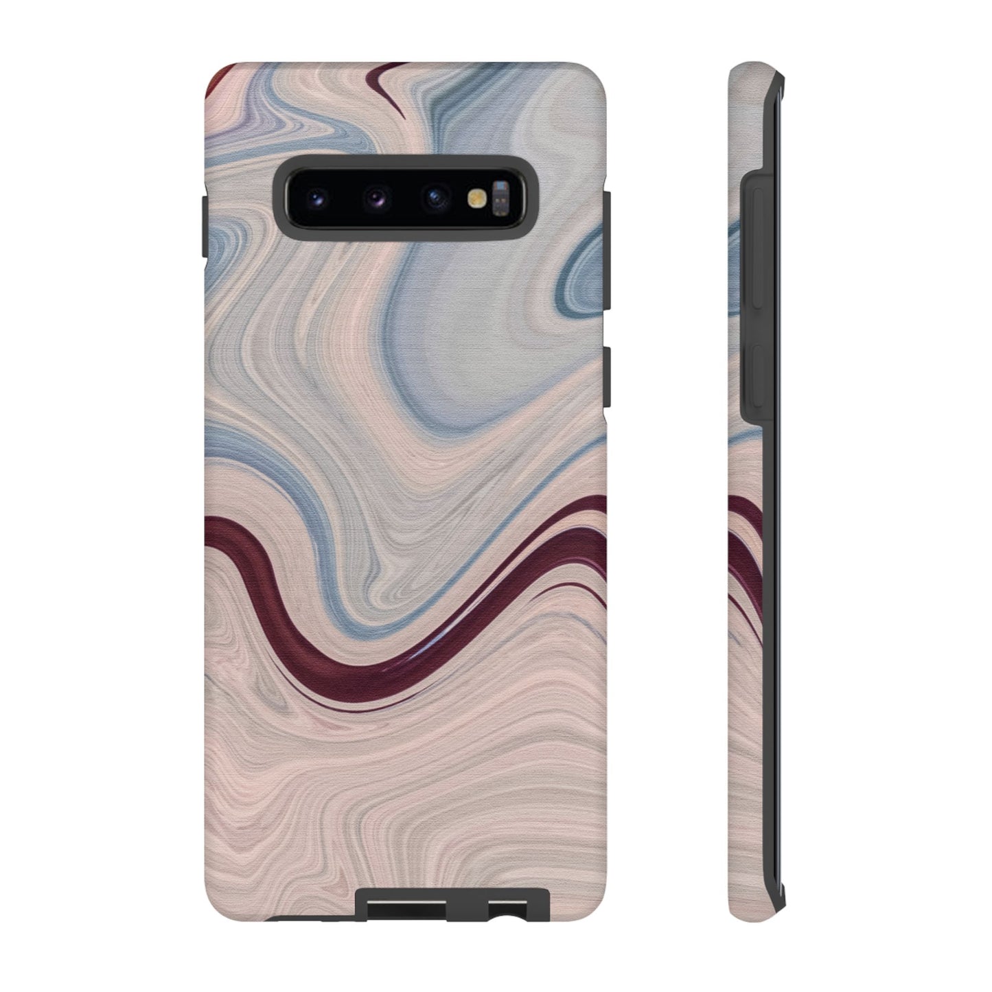 Marble Swirl Elegance – Samsung Galaxy Case in Blue & Blush Abstract Design