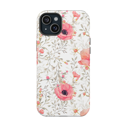 Pink Floral Watercolor MagSafe iPhone Case – Elegant Blossom Design with Magnetic Compatibility