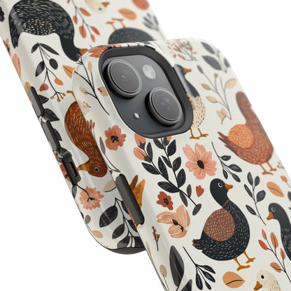 MagSafe iPhone Case: Vintage Duck – Floral & Leaf Design