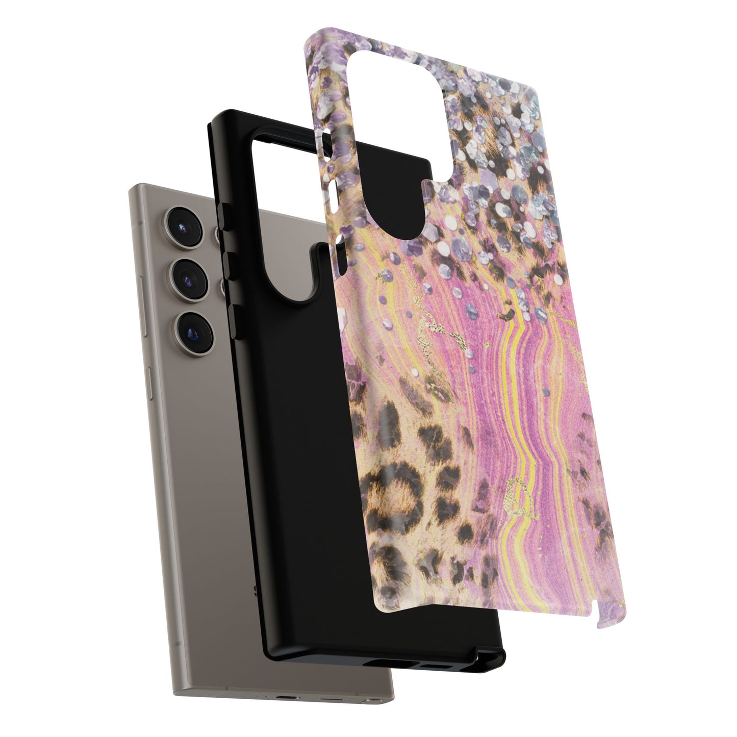 Crystal Glam Leopard - Samsung Galaxy Series Case with Glitter and Gem Accents