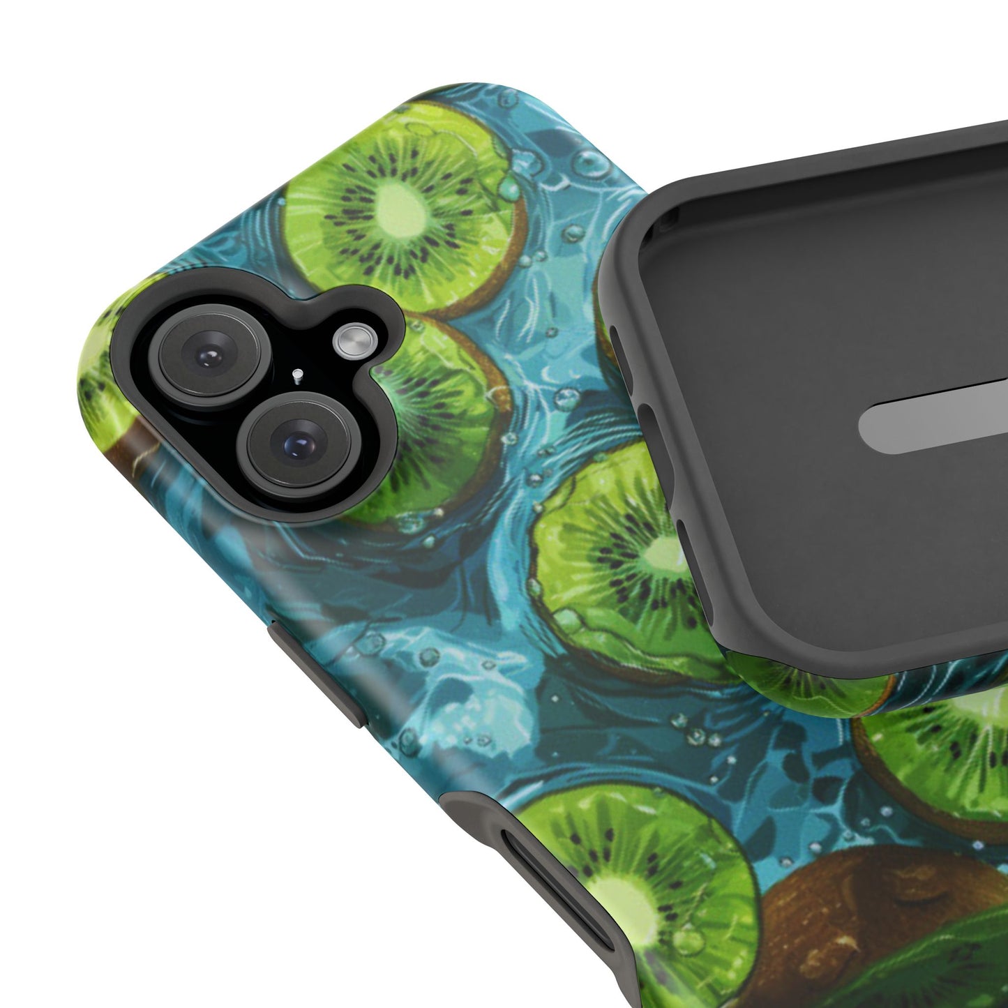 Tropical Kiwi Splash MagSafe iPhone Case – Tough Dual-Layer, Vibrant Summer Design