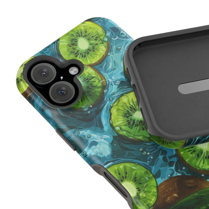 Tropical Kiwi Splash MagSafe iPhone Case – Tough Dual-Layer, Vibrant Summer Design