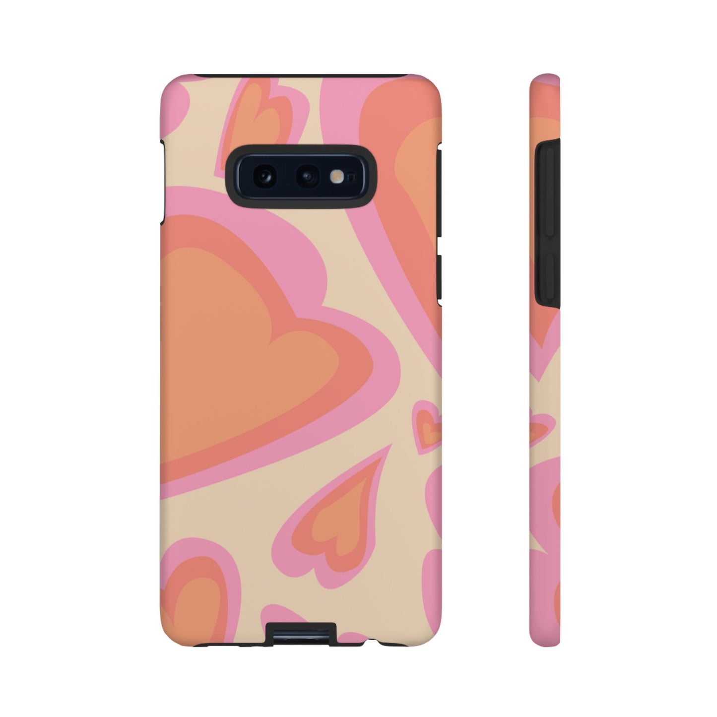 Retro Pink Hearts Samsung Galaxy Case – Shock-Resistant, Matte Finish, Dual-Layer Protection