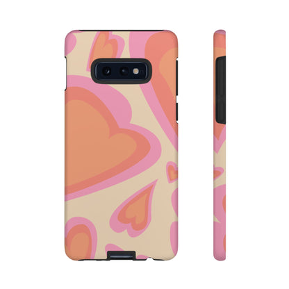 Retro Pink Hearts Samsung Galaxy Case – Shock-Resistant, Matte Finish, Dual-Layer Protection