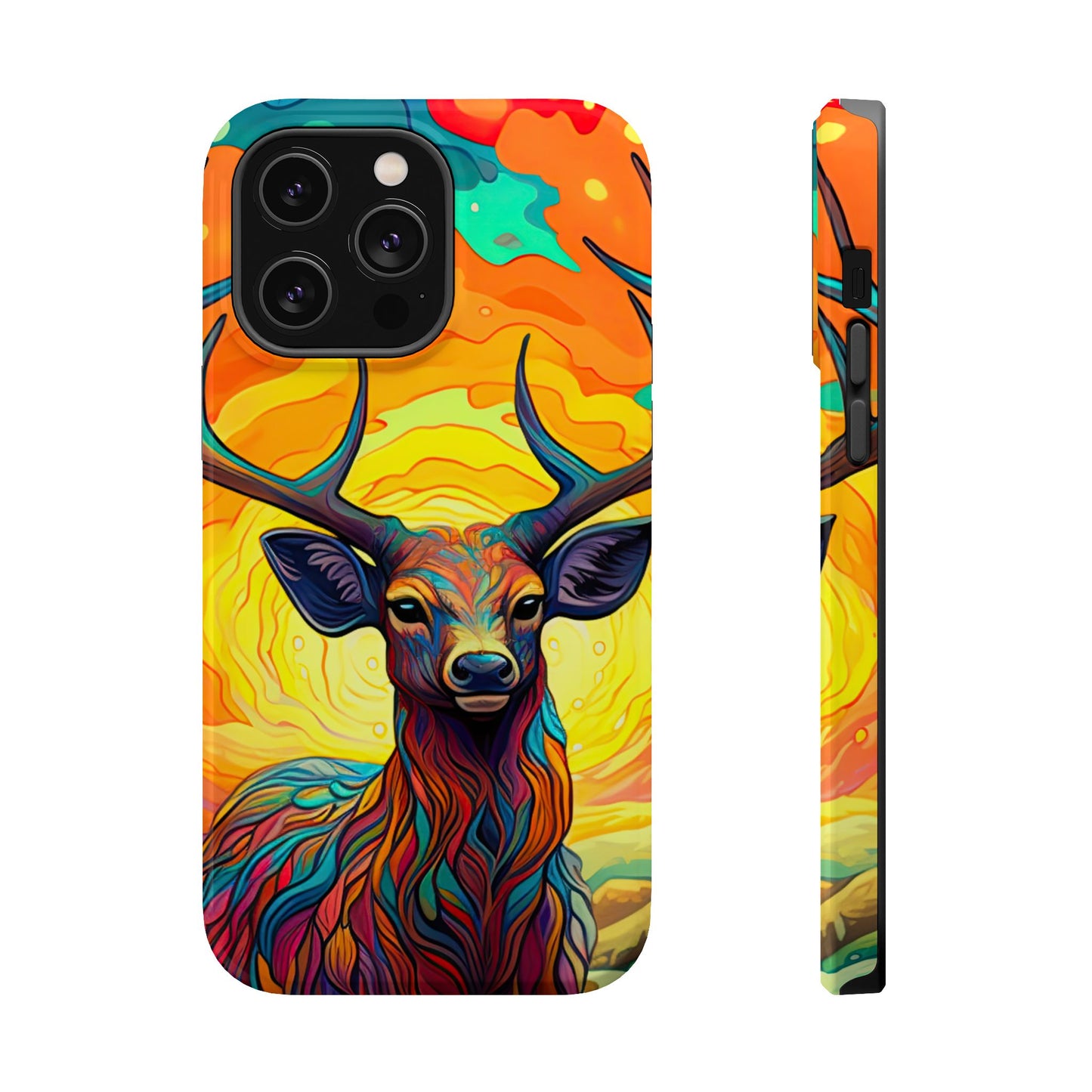 Vibrant Stag in Bloom – MagSafe iPhone Case