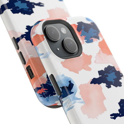 Abstract Coral & Navy Watercolor Design – MagSafe iPhone Case